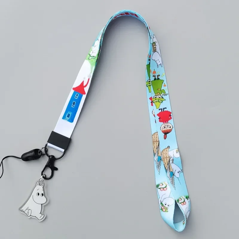 Lanyard Badge Holder - ムーミンのかわいい漫画風携帯電話ネックストラップ 幅広平織りストラップ カードホルダー 熱転写プリント チェストバッジ ランヤード