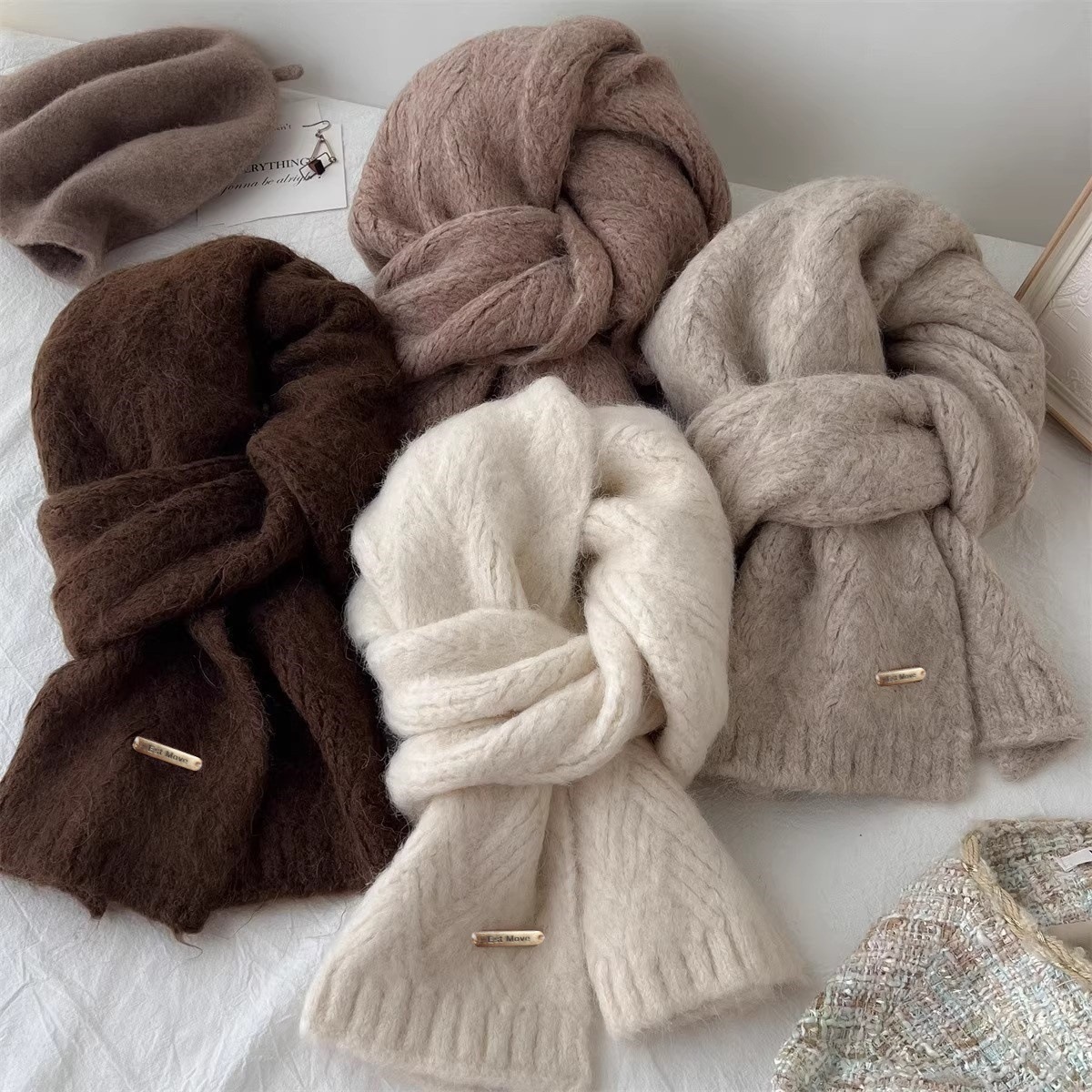 Muffler Men Wool - 高品質ウールスカーフ、レディース・メンズ、冬の新作、ウール混紡、韓国風、マフラー、男女兼用、ファッション、シンプルでクラシックなデザイン、ニットショール。