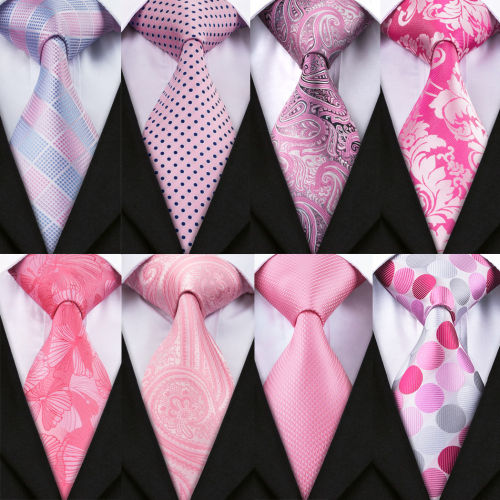 Silk Tie Striped - Barry.wang-男性用のピンクのネクタイのセット,結婚式のパーティー用のシルクのネクタイ,ビジネスギフト,新しい