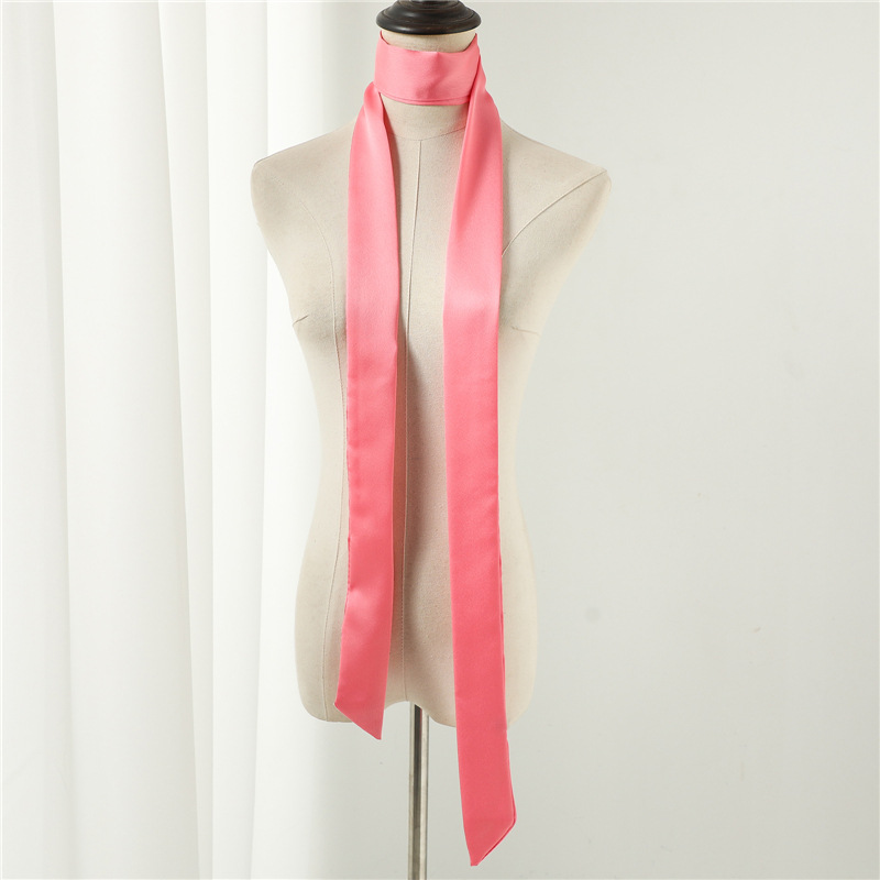 Ascot Neck Scarf - 新しい 190*5 センチメートルソリッドヘアスカーフ細長い Koreantie ネックヘアスカーフ拡張リボンシルクスカーフヘッドバンドスカーフスカーフヒジャーブ