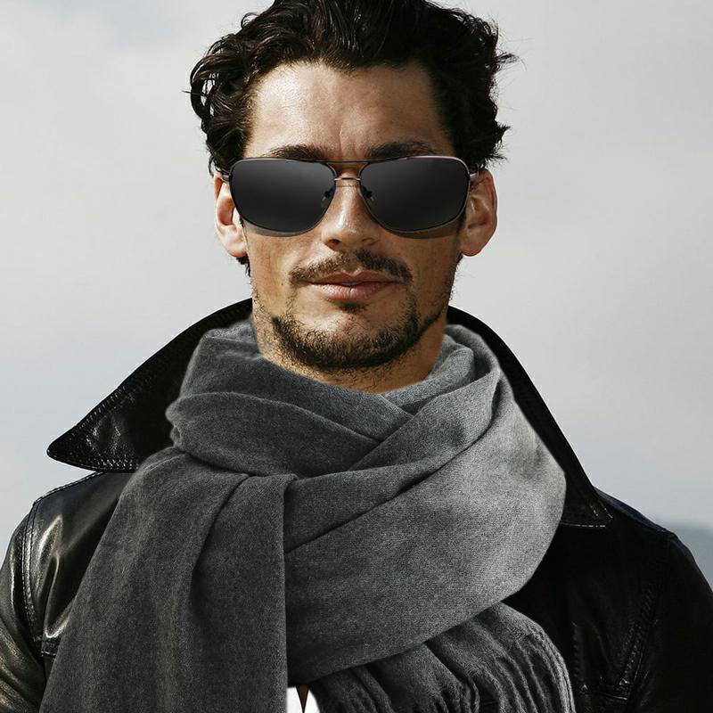 Muffler Men Wool - ファッションスカーフ男の冬暖かい柔らかい肌に優しいロングマフラータッセル付きカシミヤラップ防風寒い日ユニセックスパシュミナ