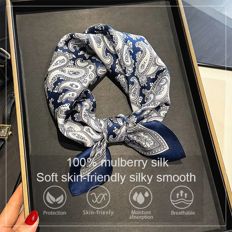高級 100% 桑シルクスカーフ女性ペイズリープリントバンダ - Face Scarf Mask のレビューと価格