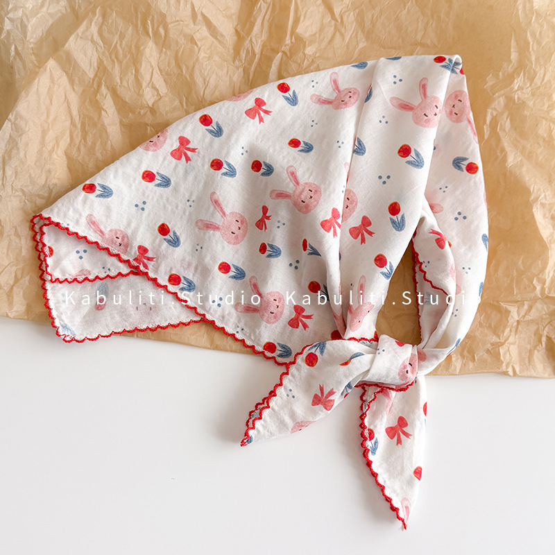 コットンリネンスクエアスカーフ 58cm 花柄プリント 高品 - Face Scarf Mask のレビューと価格