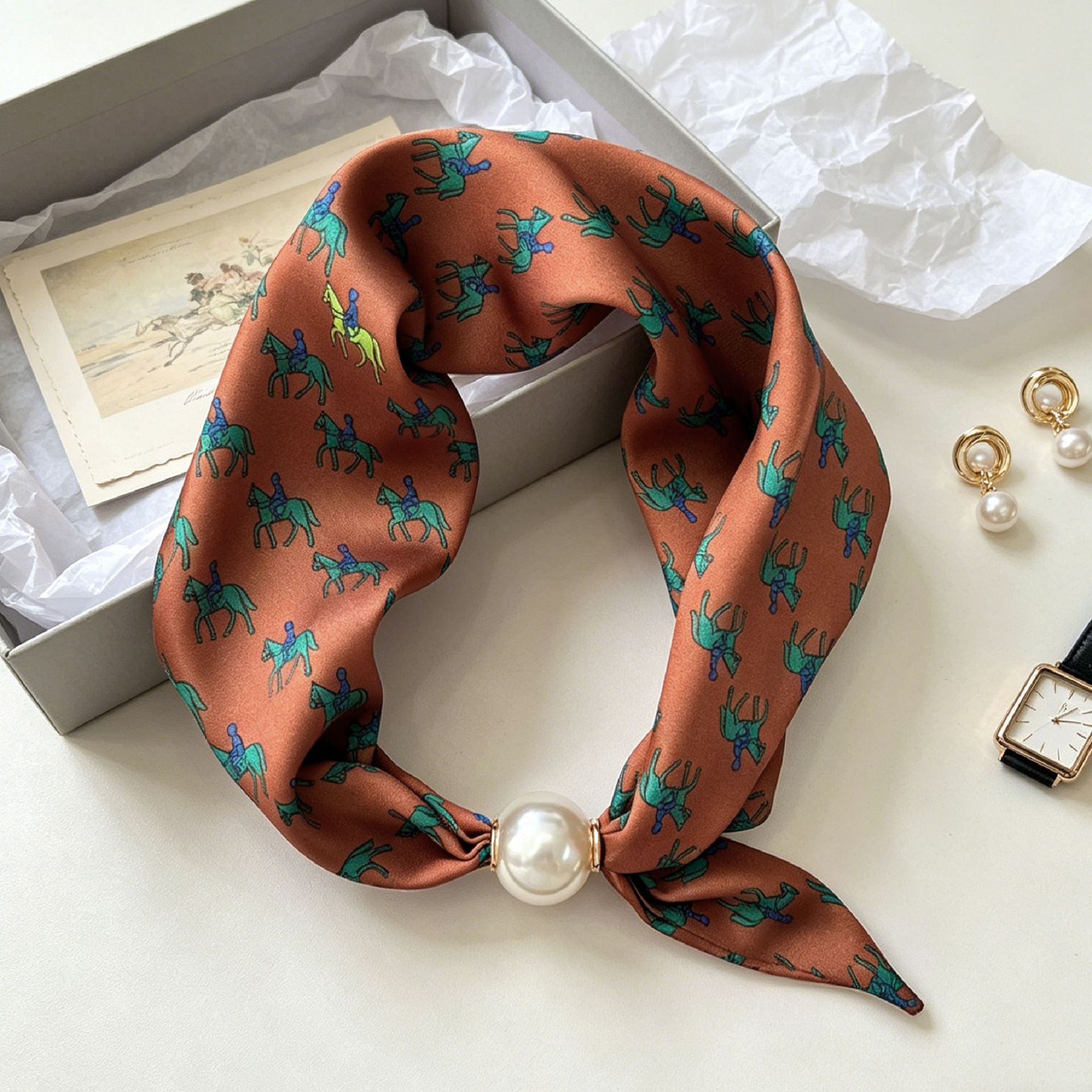 高級騎士パール磁気スカーフ女性夏多用途通気性ネッカチーフファ - Ascot Neck Scarf のレビューと価格