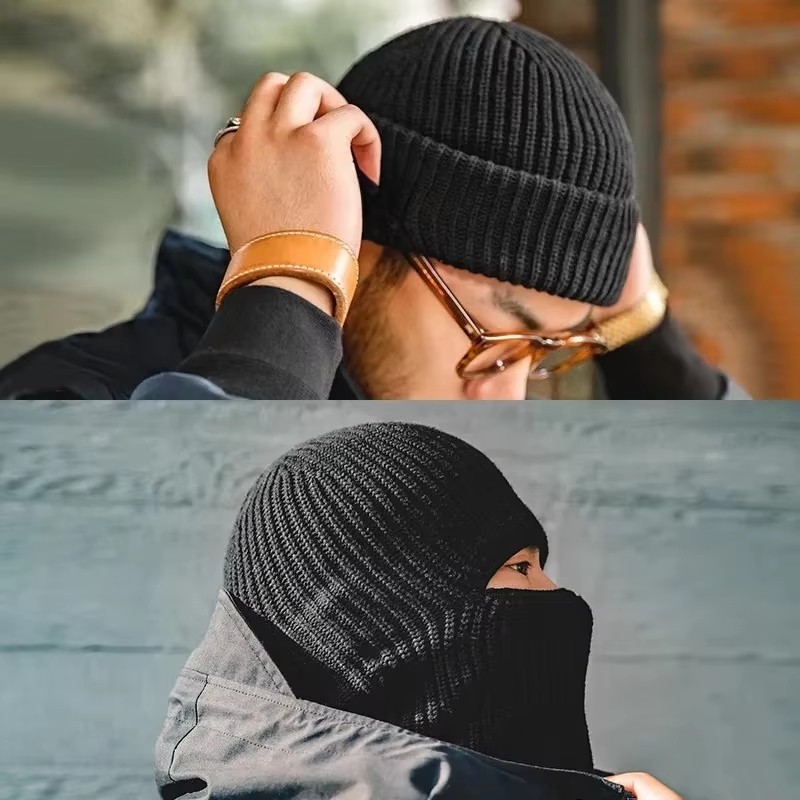 男性冬スカリービーニー帽子女性のためのニットウールスカーフキ - Muffler Men Wool のレビューと価格