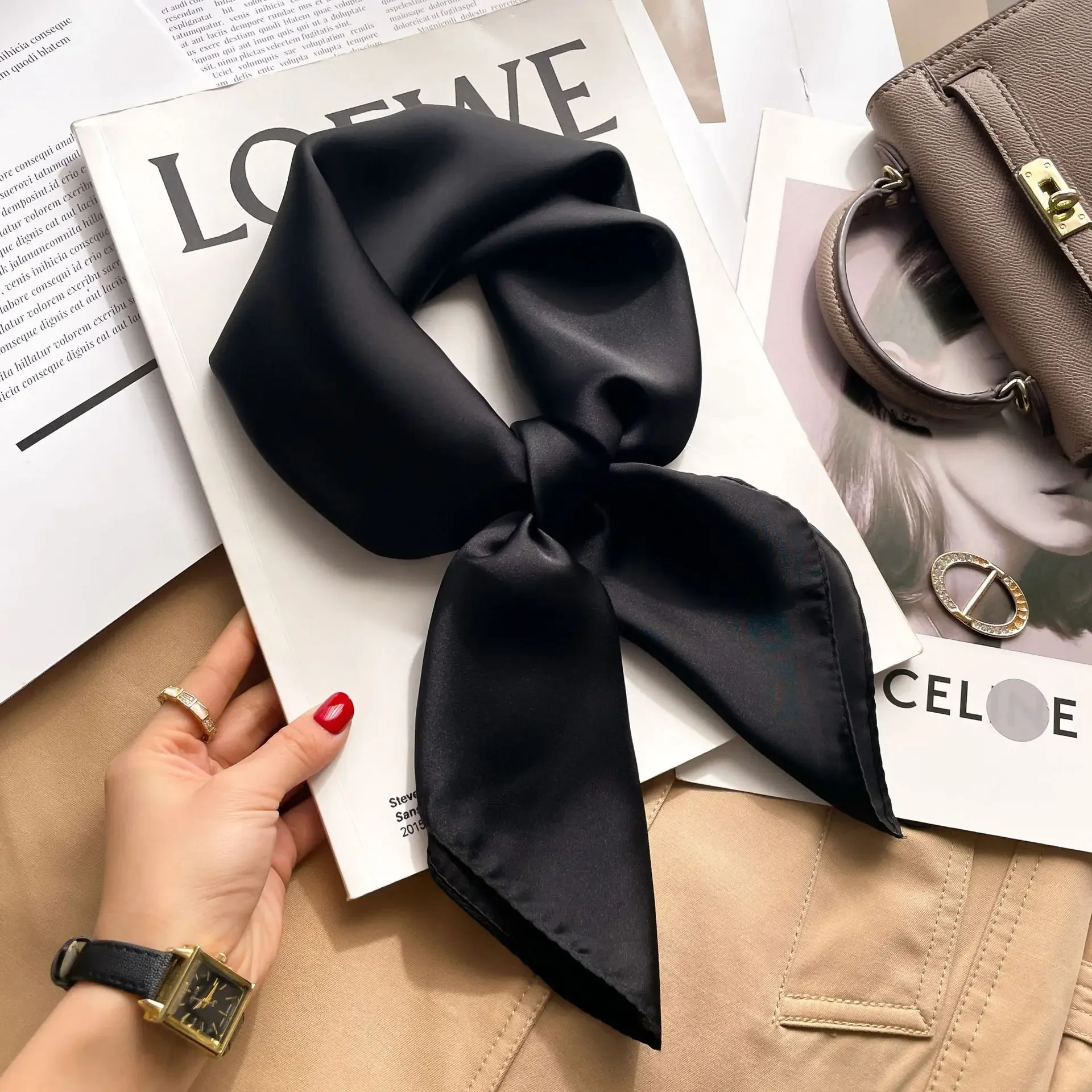 70 センチメートルソリッドカラーネッカチーフヒジャブスカー - Scarf Silk Square のレビューと価格