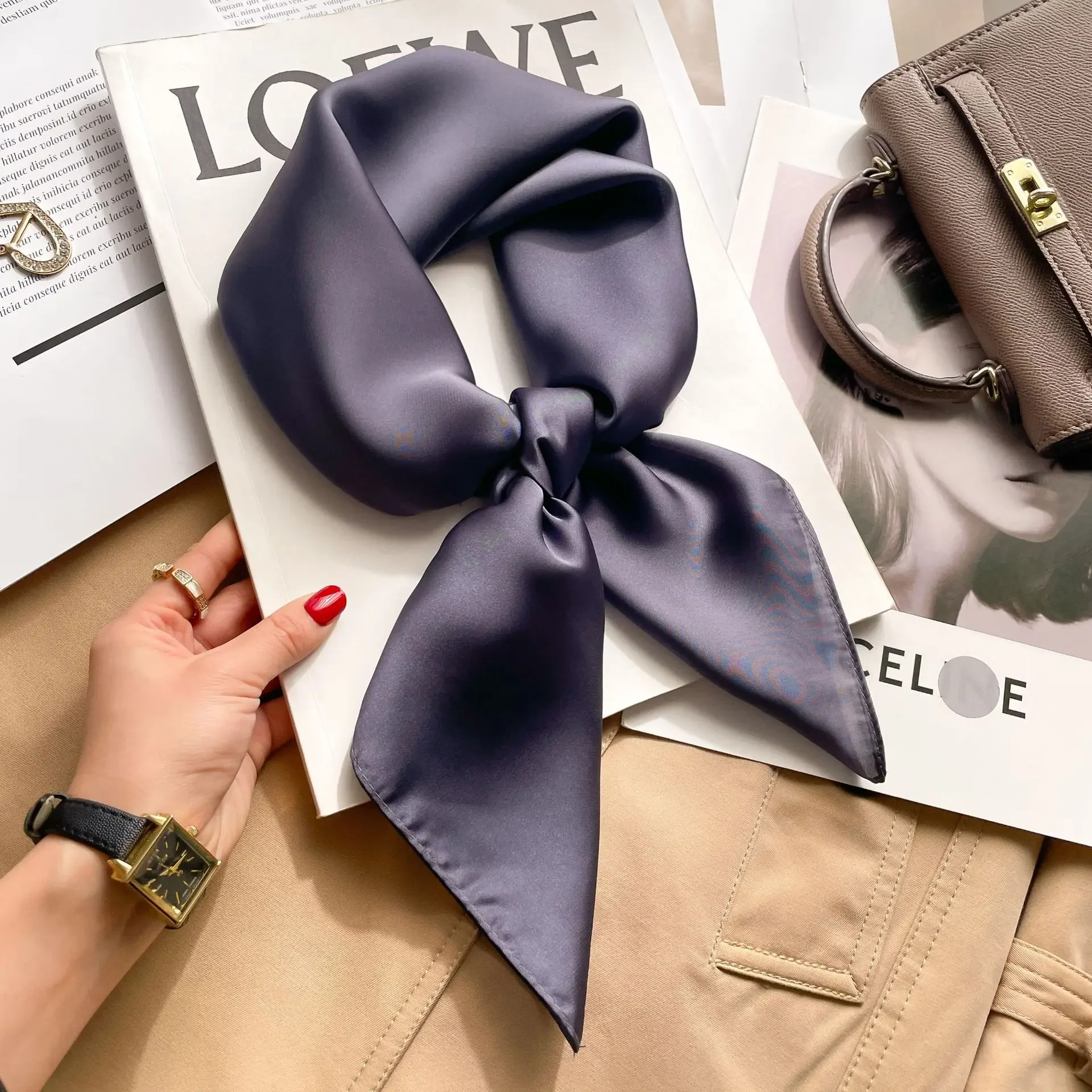 70 センチメートルソリッドカラーネッカチーフヒジャブスカー - Scarf Silk Square のレビューと価格