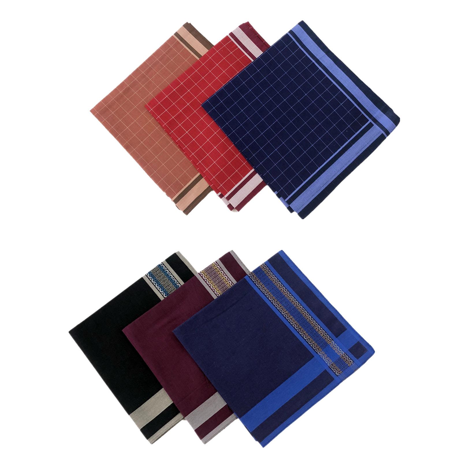 ダークプレイド柄ハンカチ6枚セット、柔らかなメンズハンカチ、 - Handkerchief Cotton Men のレビューと価格