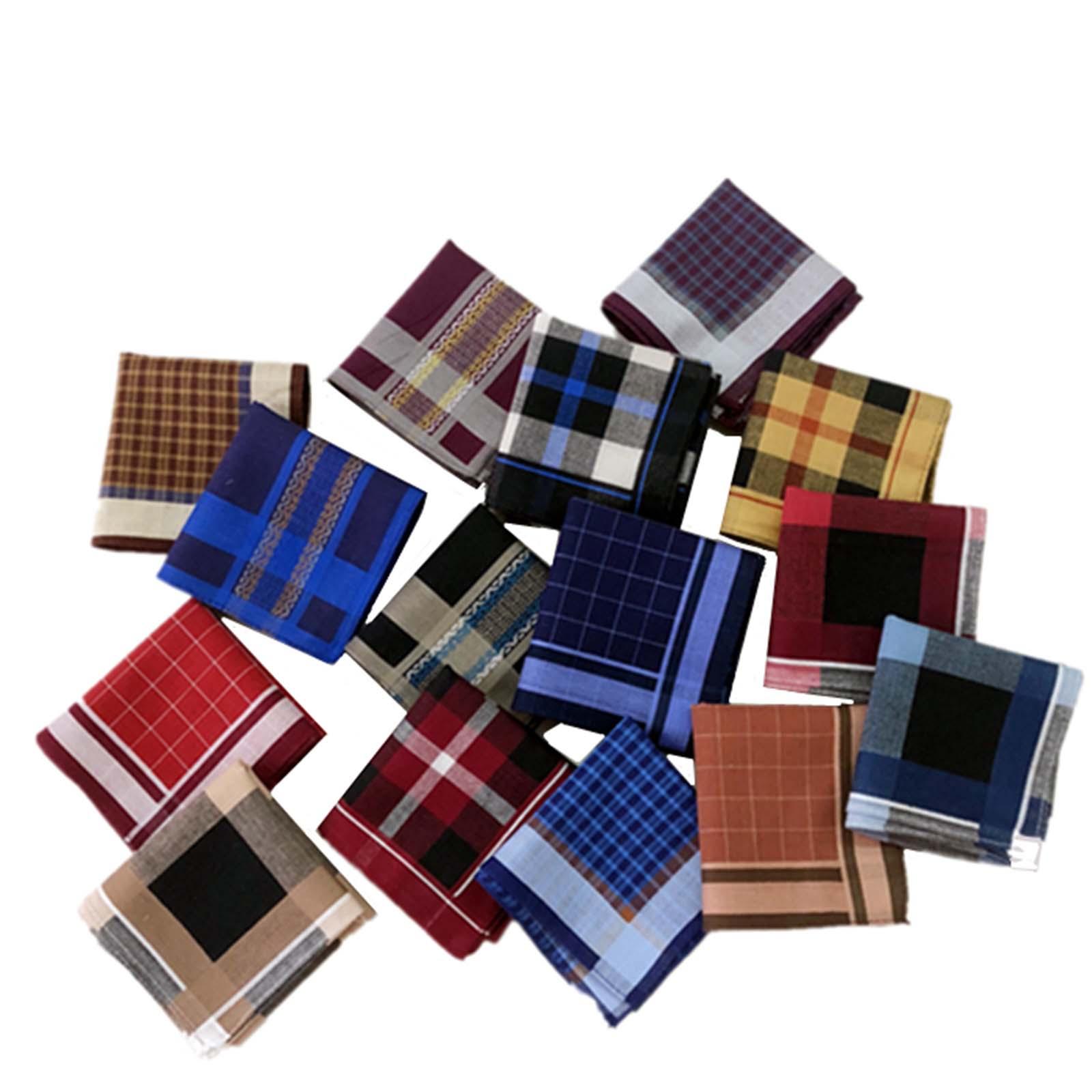 ダークプレイド柄ハンカチ6枚セット、柔らかなメンズハンカチ、 - Handkerchief Cotton Men のレビューと価格