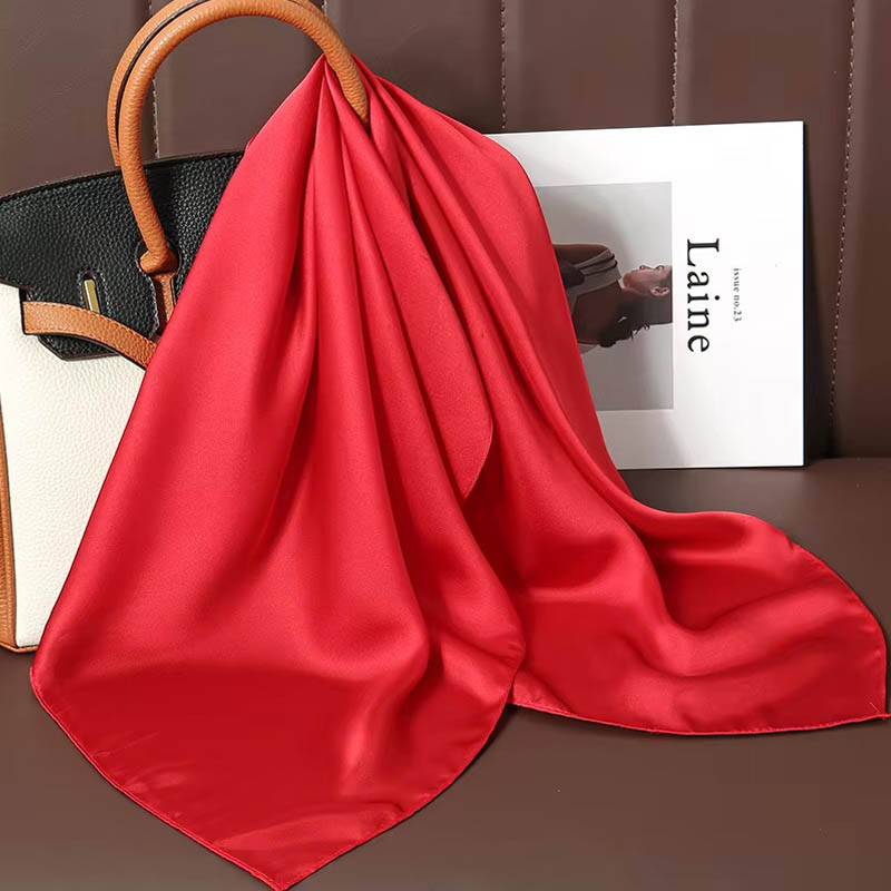 高級無地シルクスクエアスカーフ女性用ソフトサテン馬毛ヘアバン - Scarf Silk Square のレビューと価格