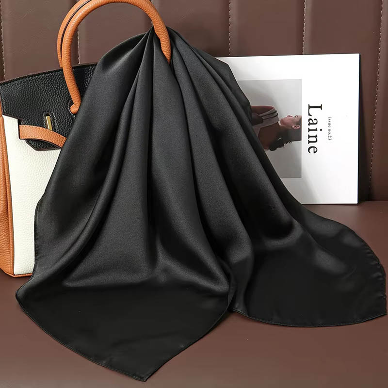 高級無地シルクスクエアスカーフ女性用ソフトサテン馬毛ヘアバン - Scarf Silk Square のレビューと価格