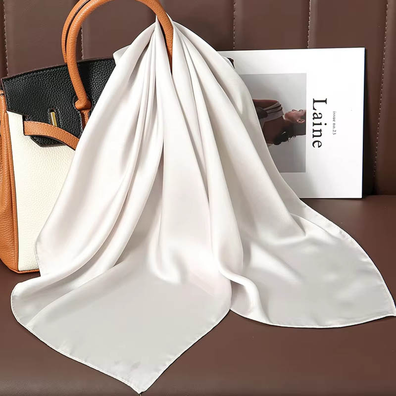 高級無地シルクスクエアスカーフ女性用ソフトサテン馬毛ヘアバン - Scarf Silk Square のレビューと価格