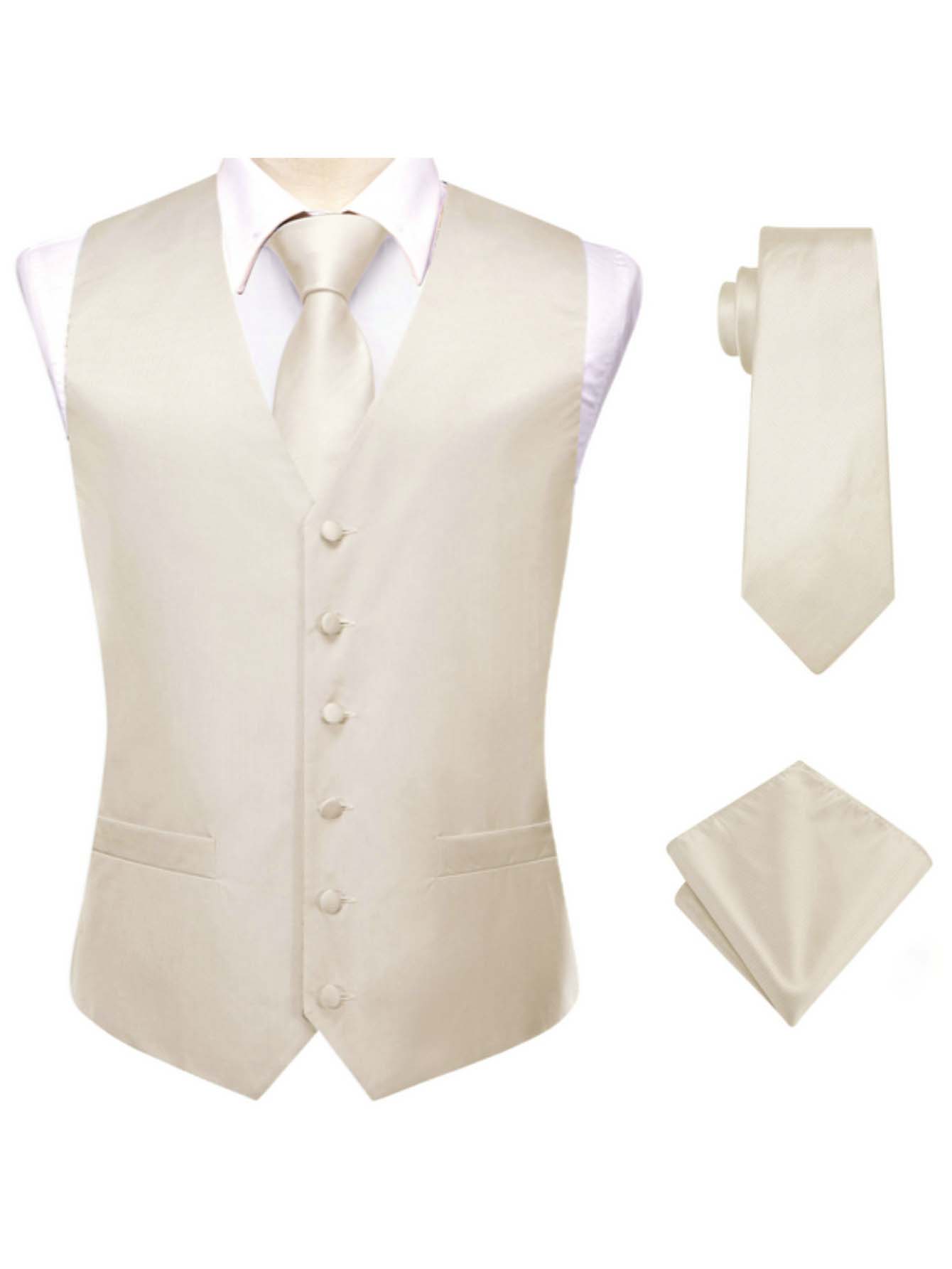 メンズアプリコットジャカードベスト3点セット（ベスト、ネクタ - Pocket Square Set のレビューと価格