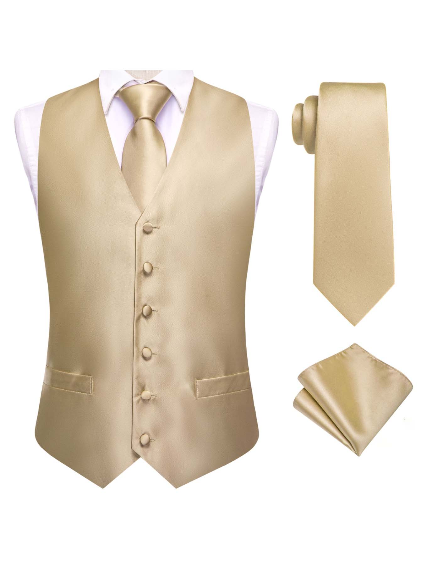 メンズアプリコットジャカードベスト3点セット（ベスト、ネクタ - Pocket Square Set のレビューと価格