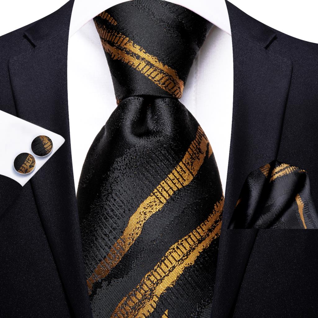 Hi-tie-男性用のストライプのシルクのウェディングネクタ - Silk Tie Striped のレビューと価格