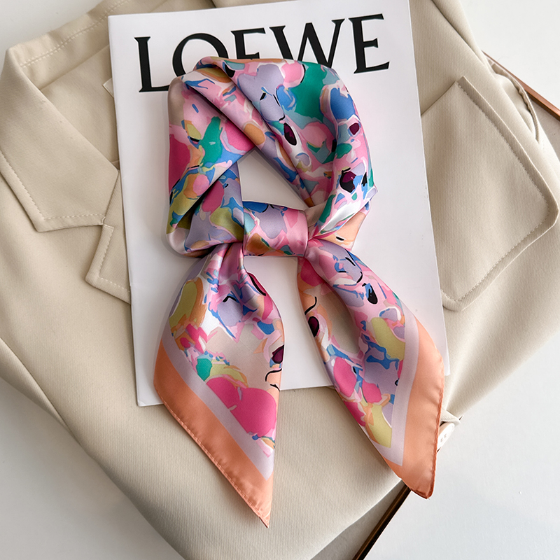 高級花柄プリント正方形シルクスカーフ女性ヒジャブファッション - Face Scarf Mask のレビューと価格
