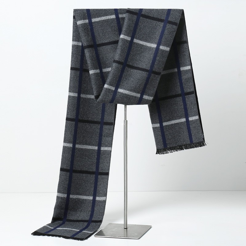 デザイナーブランドの格子縞メンズスカーフ冬暖かいカシミヤスカ - Muffler Men Wool のレビューと価格