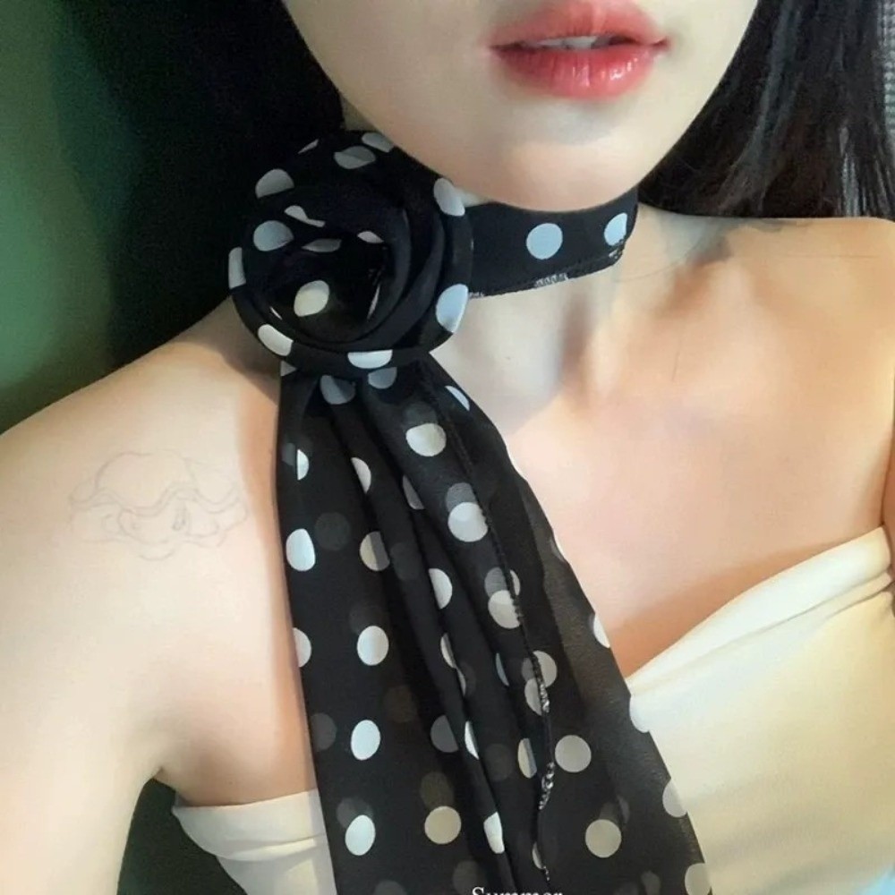 新しい取り外し可能なシフォンロングスカーフ多用途薄型エレガン - Ascot Neck Scarf のレビューと価格
