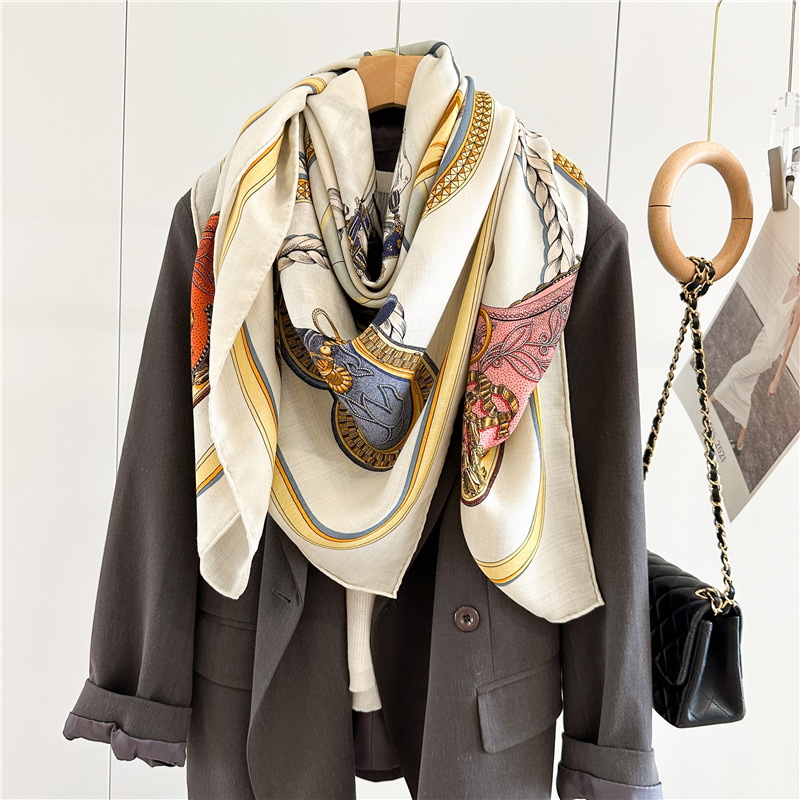 ファッションプリント大型スクエアウールスカーフ・ラップ 20 - Scarf Silk Square のレビューと価格