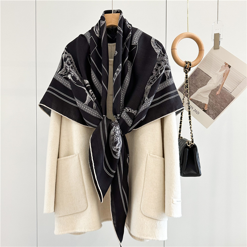 ファッションプリント大型スクエアウールスカーフ・ラップ 20 - Scarf Silk Square のレビューと価格