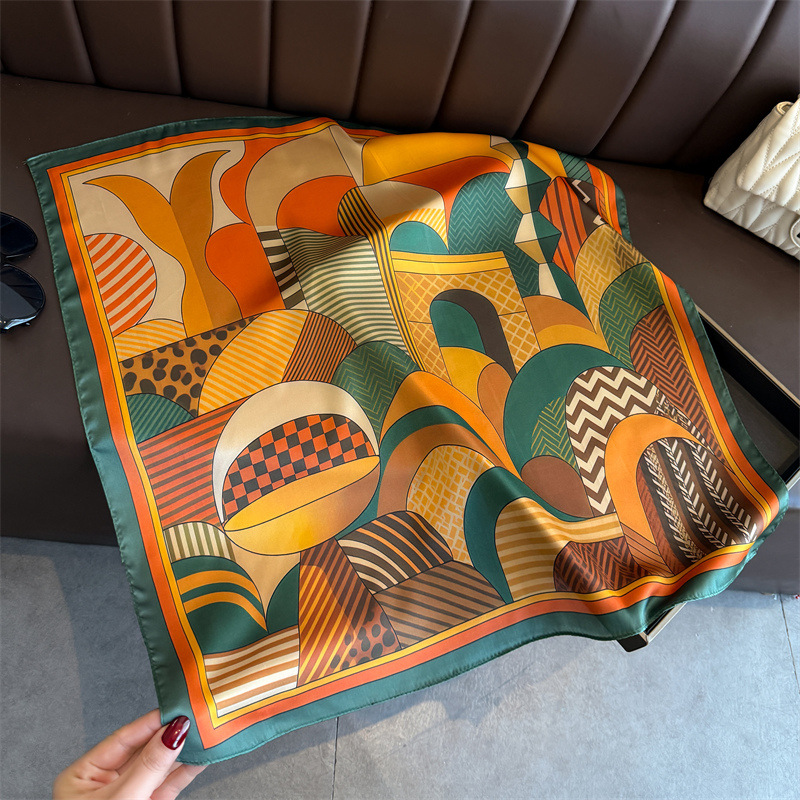 2026 新幾何学プリントシルクスクエアスカーフ女性装飾ネク - Scarf Silk Square のレビューと価格