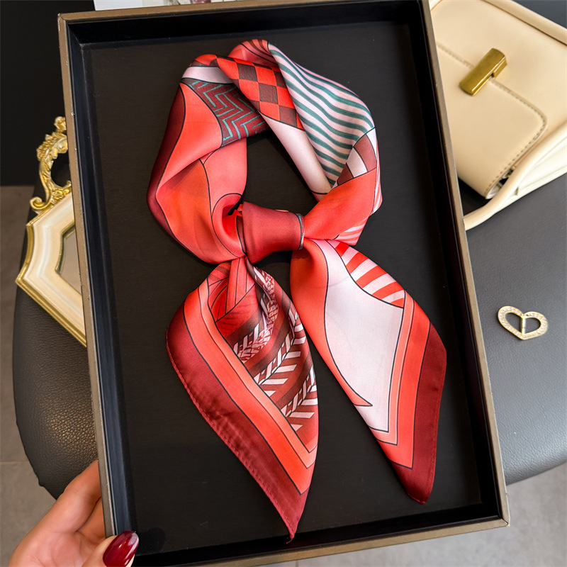 2026 新幾何学プリントシルクスクエアスカーフ女性装飾ネク - Scarf Silk Square のレビューと価格